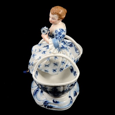 Lot 17 - Near pair of Meissen porcelain figural table salts, late 19th / early 20th century