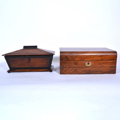 Lot 245 - Victorian walnut writing slope, and tea caddy