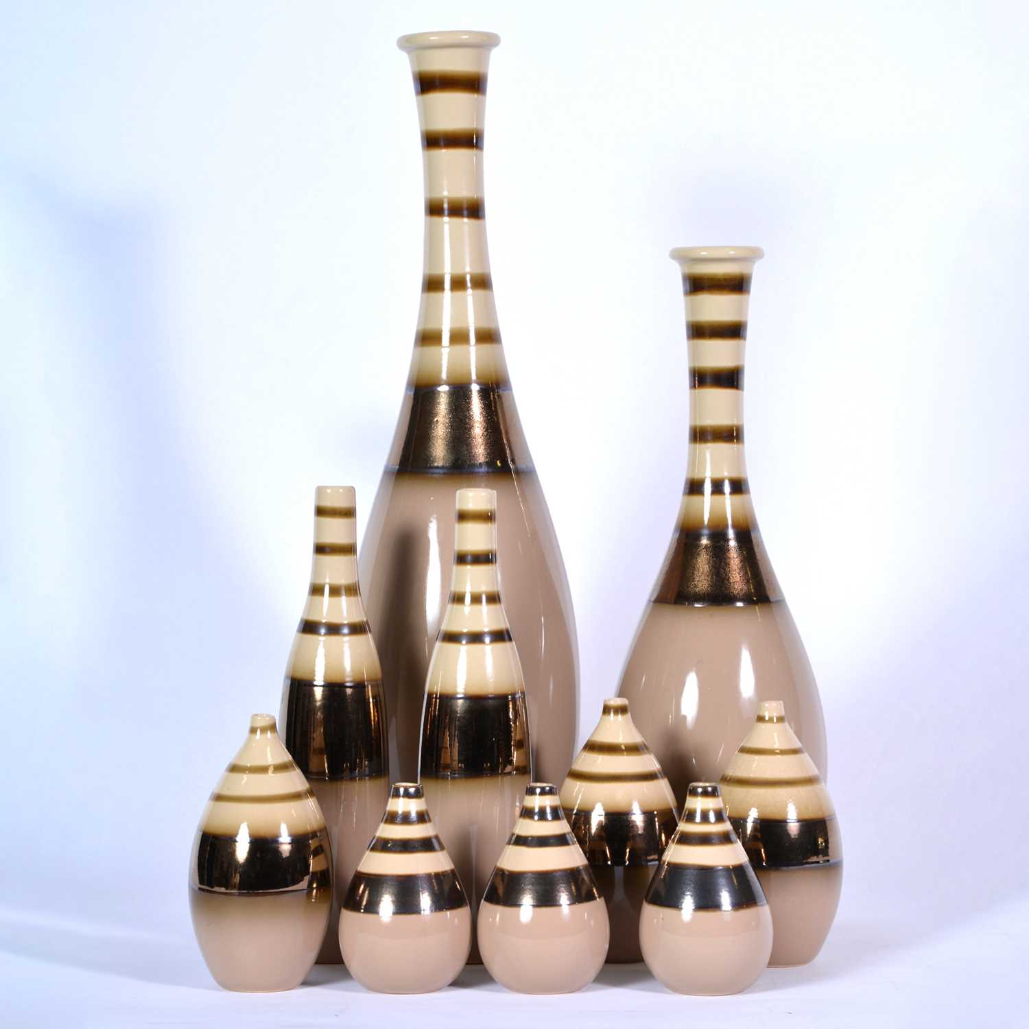 Lot 60 Ten modern decorative bottle vases.