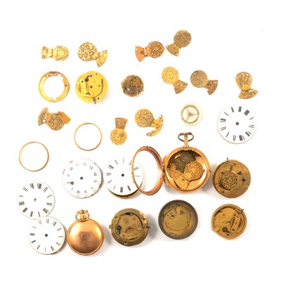 Lot 126 - Part pocket watch movement by Norris and other pocket watch parts