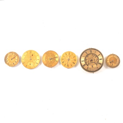 Lot 136 - Quantity of pocket watch movements with gold and gilt dials