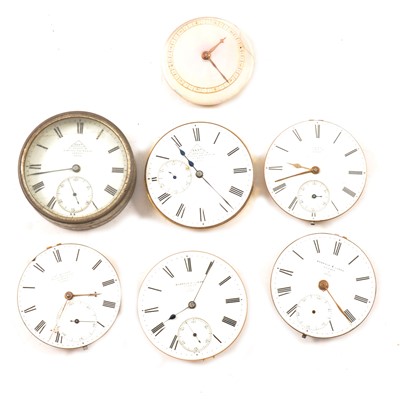Lot 135 - Six pocket watch movements and another part movement