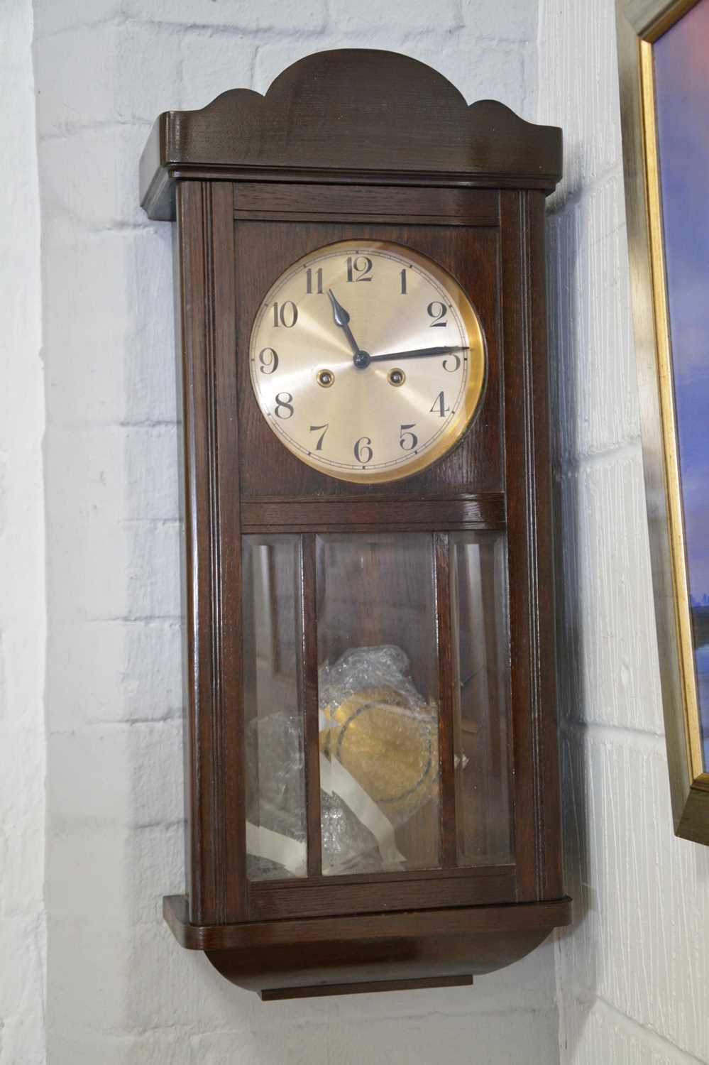 Lot 367 - Oak cased wall clock