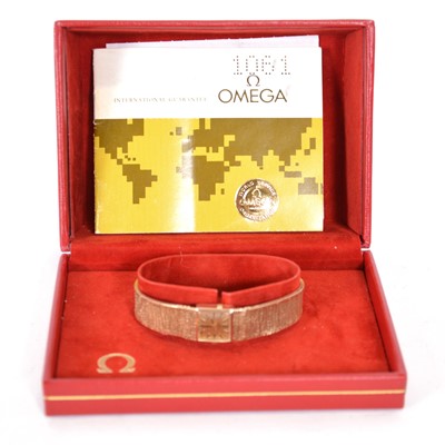 Lot 249A - Omega - a lady's 9 carat yellow gold bracelet watch.
