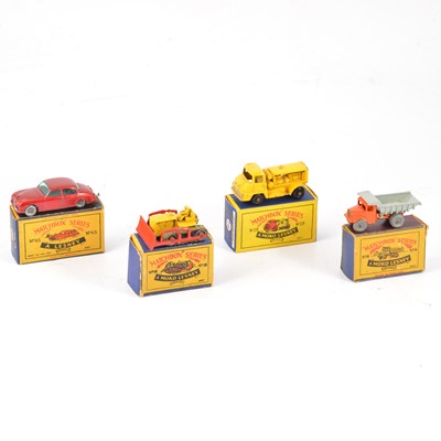 Lot 1096 - Four Matchbox Series die-cast models including no.65 Jaguar 3.4