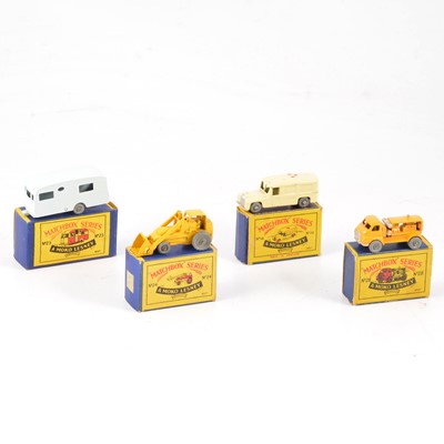 Lot 1097 - Four Matchbox Series die-cast models including no.28 compressor truck