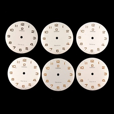 Lot 395 - Six Omega watch dials