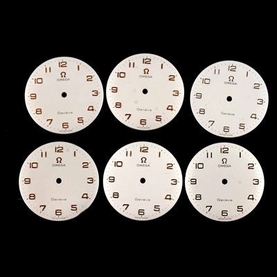 Lot 396 - Six Omega watch dials