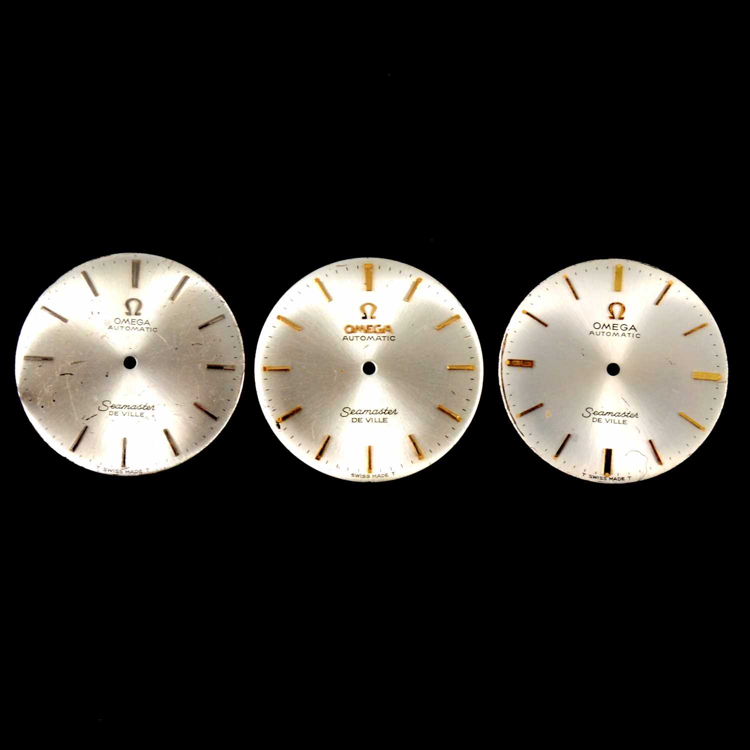 Lot 405 - Three Omega watch dials