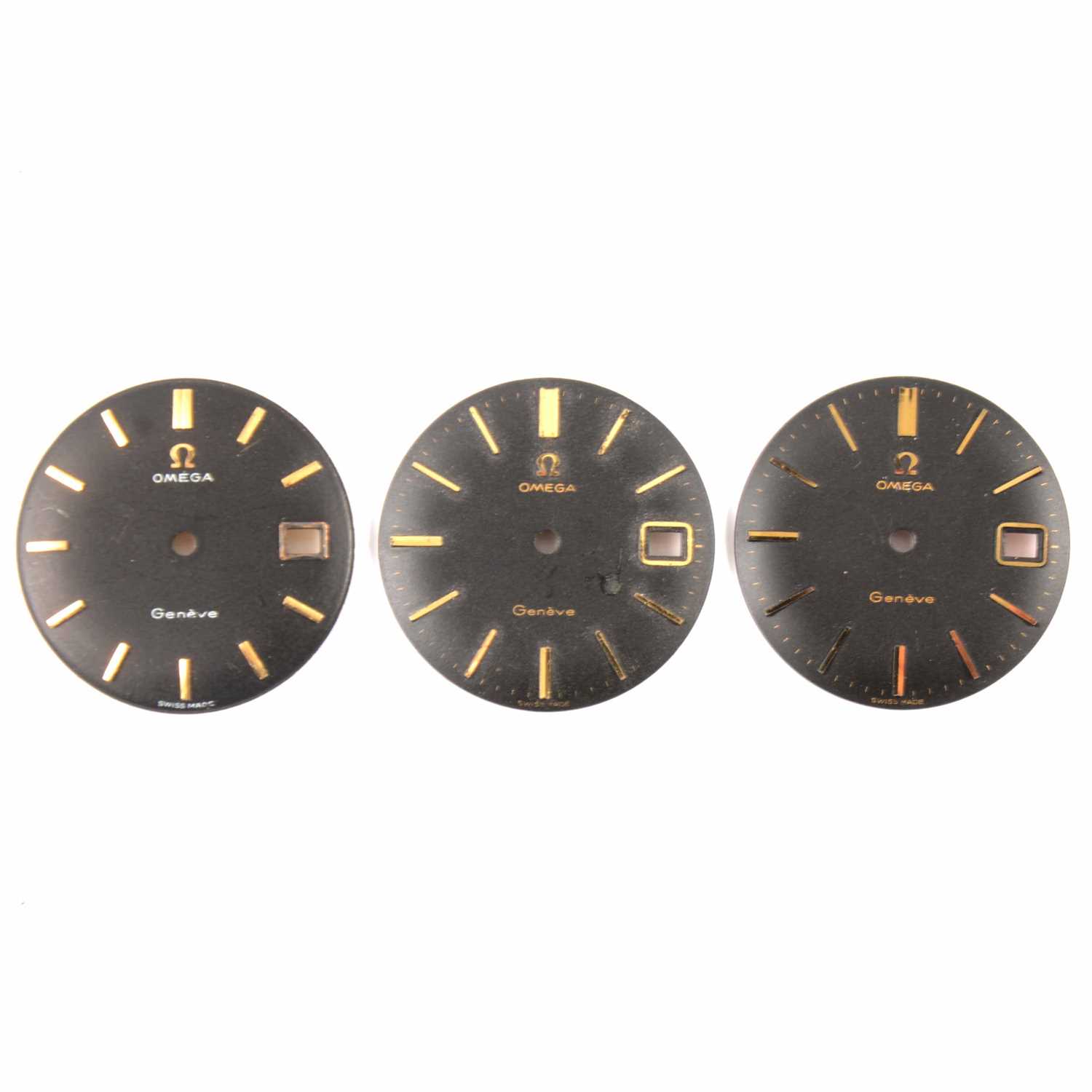 Lot 424 - Three Omega watch dials