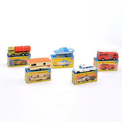 Lot 1113 - Five Matchbox Superfast die-cast models including no.58 DAF girder truck