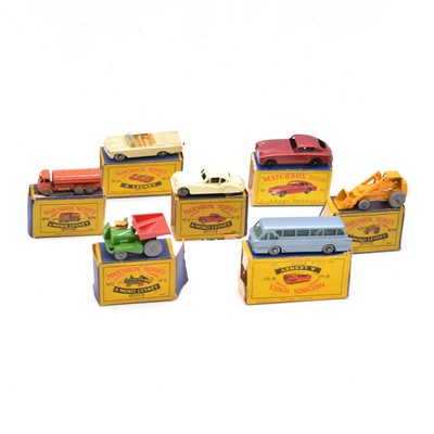 Lot 1105 - Seven Matchbox Series die-cast models including no.53 Aston Martin