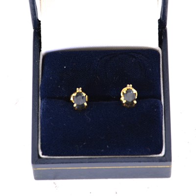 Lot 241 - A pair of sapphire and diamond earrings.