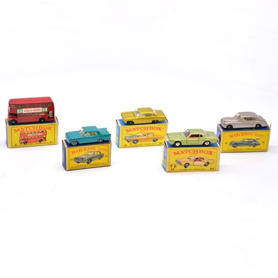 Lot 1115 - Five Matchbox Series die-cast models including no.62 Mercury Cougar