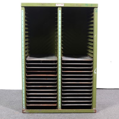 Lot 617 - Painted metal printers cabinet, by Butler of Wallasey