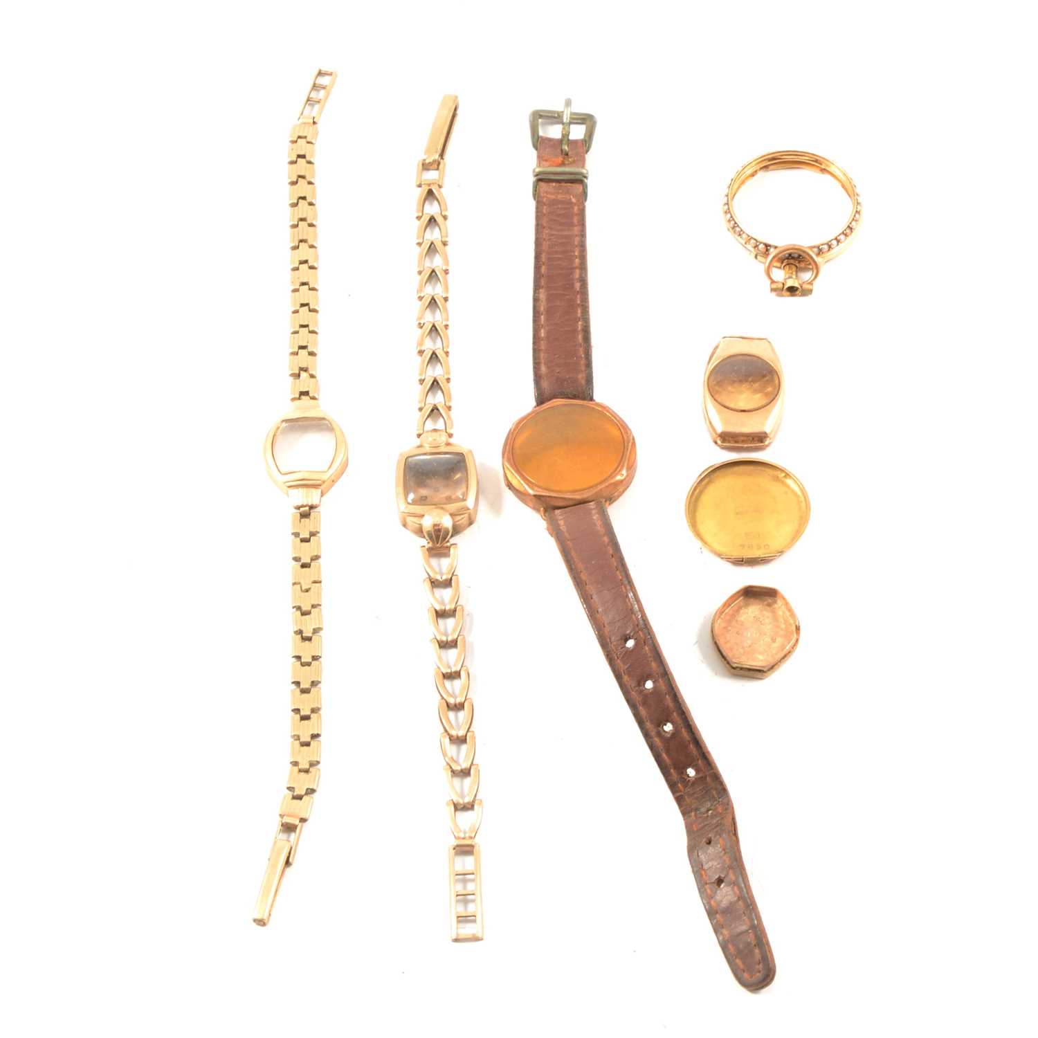 Lot 275 Various 9ct gold watch case parts and