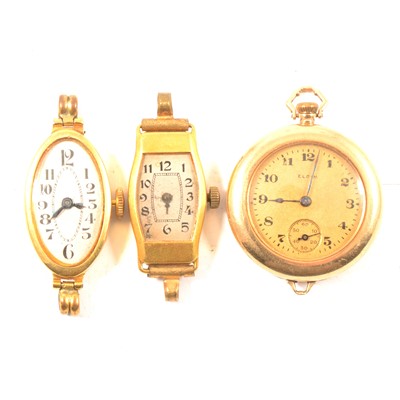 Lot 269 - Elgin 14k gold cased fob watch