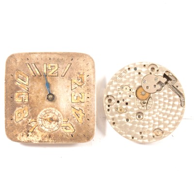 Lot 288 - International Watch Co. movement, and an SS&Co. movement with square dial