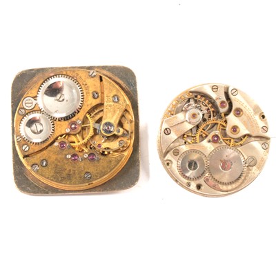 Lot 288 - International Watch Co. movement, and an SS&Co. movement with square dial