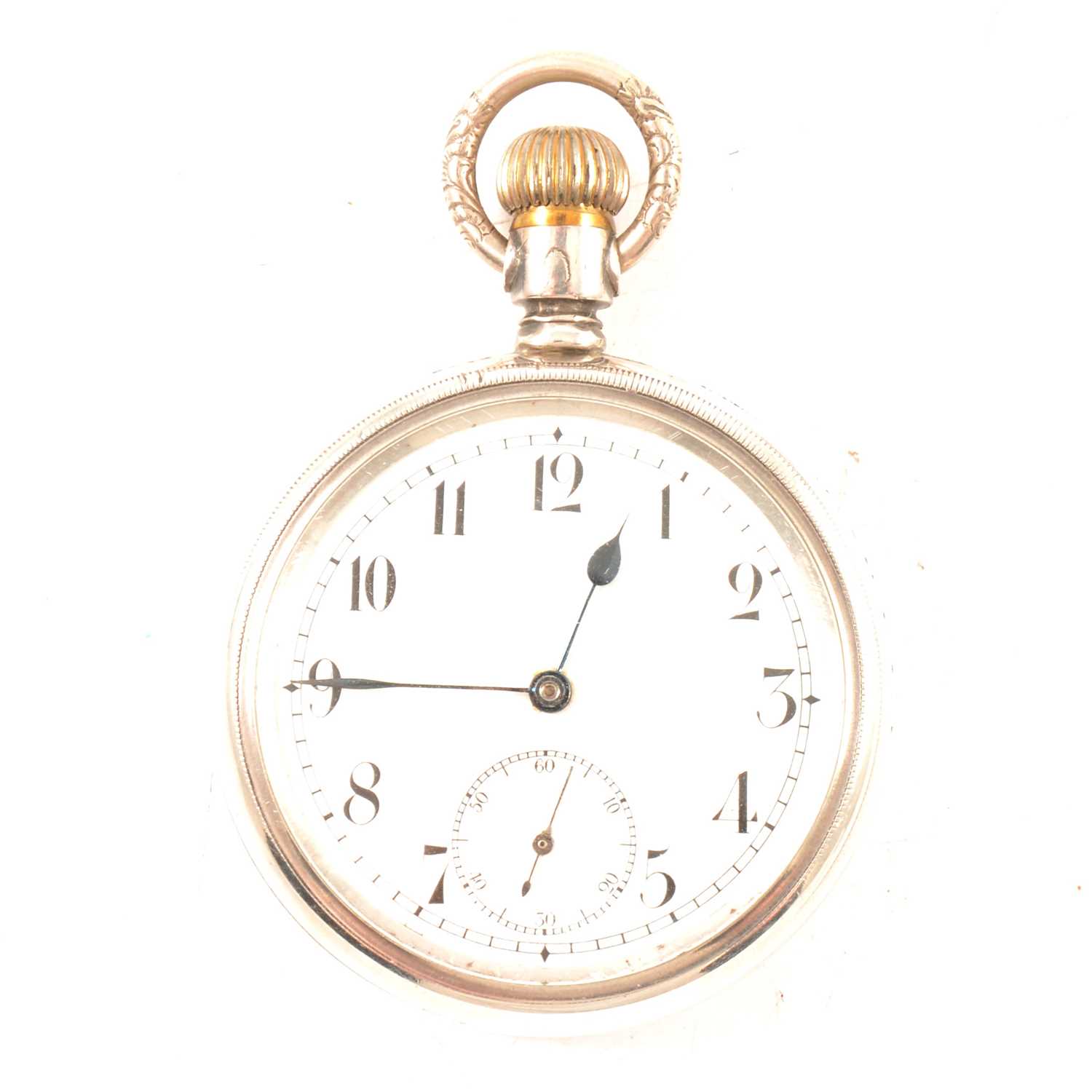 Lot 348 - Omega silver cased open faced pocket watch,