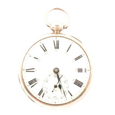 Lot 34 - Silver cased open faced pocket watch, London 1900