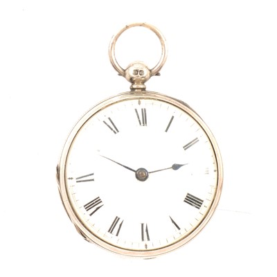 Lot 31 - Silver cased open faced pocket watch, London 1852