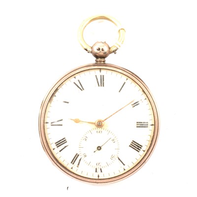 Lot 32 - Silver cased open faced pocket watch, London 1842