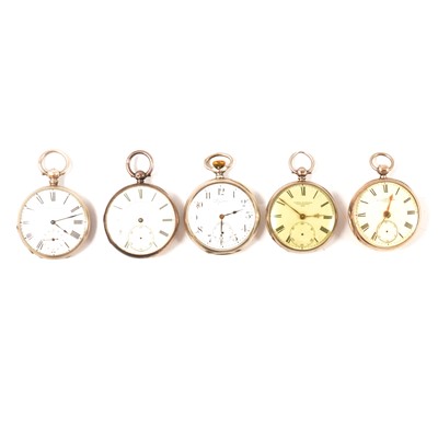 Lot 44 - Five silver cased open faced pocket watches