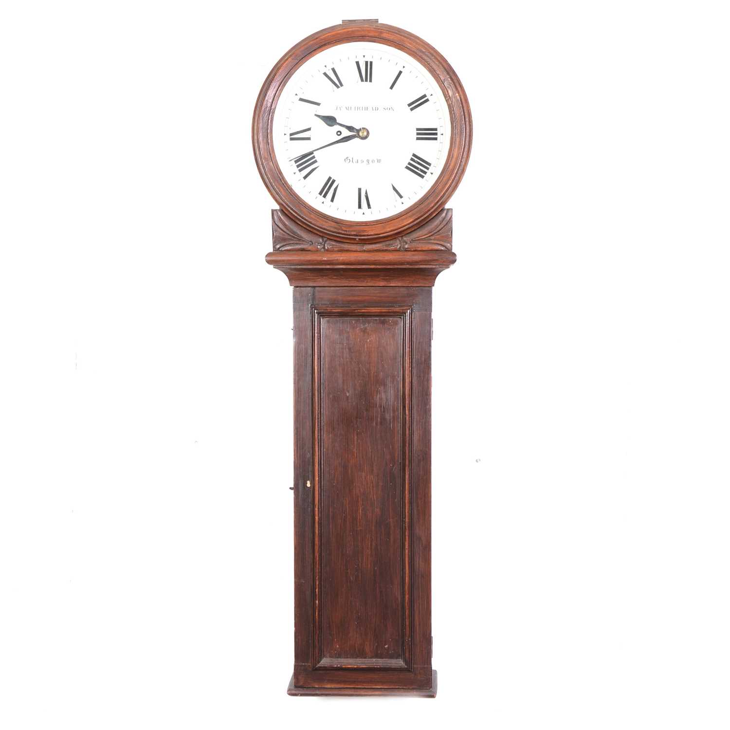 Lot 489 - Oak tavern style regulator clock, adapted