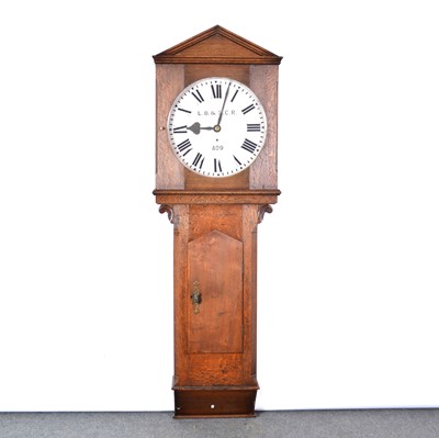 Lot 507 - Oak cased Railway regulator longcase wall clock