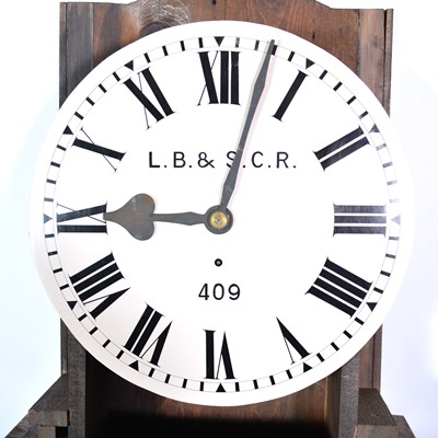 Lot 507 - Oak cased Railway regulator longcase wall clock