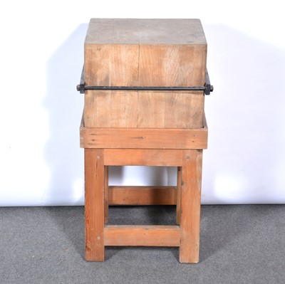Lot 448 - Old butchers block, pine stand
