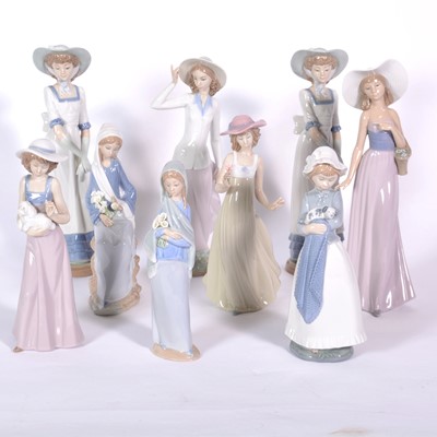 Lot 10 - Six Nao and three Lladro figurines