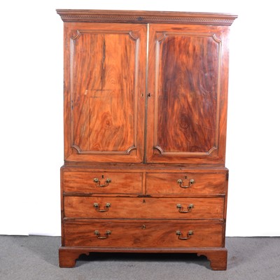 Lot 643 - George III mahogany linen press