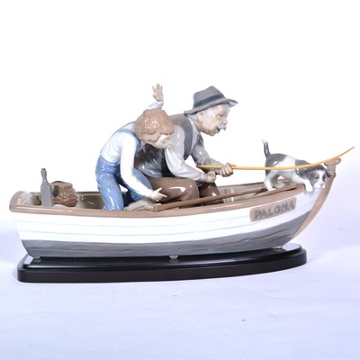 Lot 69 - A large Lladro group, 'Fishing with Gramps'/ 'Paloma'
