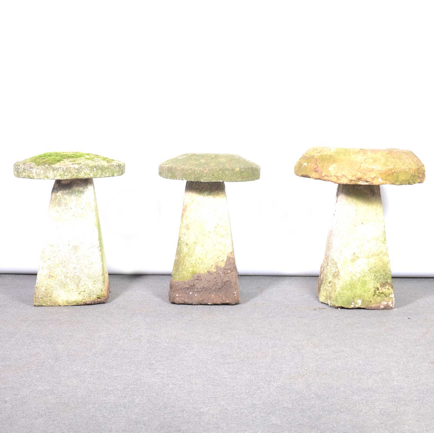 Lot 266 Three old stone staddle stones