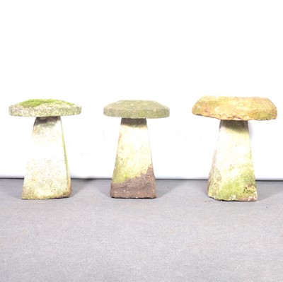 Lot 266 - Three old stone staddle stones