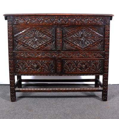 Lot 573 - Victorian carved oak mule chest