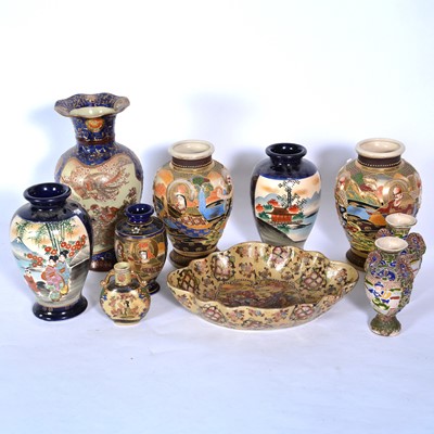 Lot 98 - Pair of Japanese Satsuma vases, and similar decorative vases