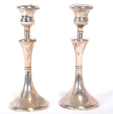 Lot 329 - Pair of silver candlesticks, Napper & Davenport, Birmingham 1921.