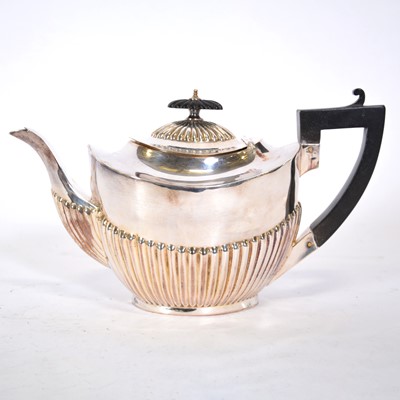 Lot 294 - Silver teapot, marks rubbed.