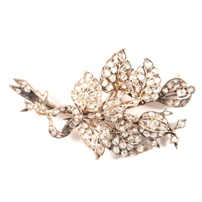 Lot 253 - A rose cut diamond floral cluster brooch.