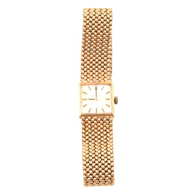 Lot 387 - Certina - a lady's 9 carat yellow gold bracelet watch.