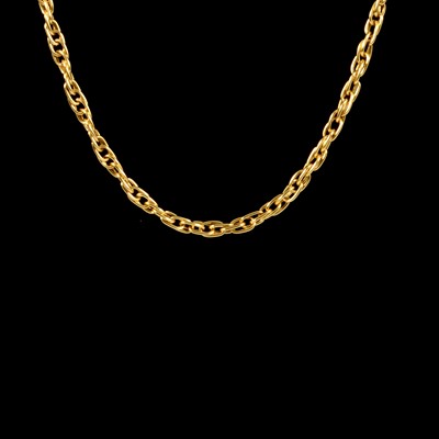 Lot 217 - An 18 carat yellow gold chain link necklace.