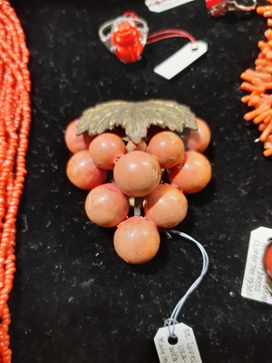 Lot 267 - A collection of vintage coral and faux coral jewellery.