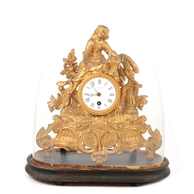 Lot 133 - Late 19th Century French gilt spelter mantle clock and dome