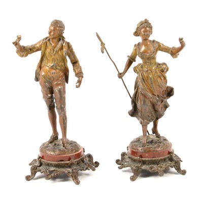 Lot 105 - After Rancoulet, pair of bronzed spelter figures