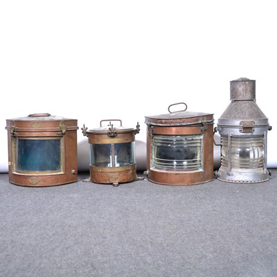 Lot 601 - Ships masterhead lamp and three others.