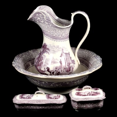 Lot 133 - Staffordshire transfer ware jug and bowl set