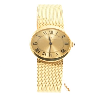 Lot 374 - Baume & Mercier - a lady's 18 carat gold bracelet watch.